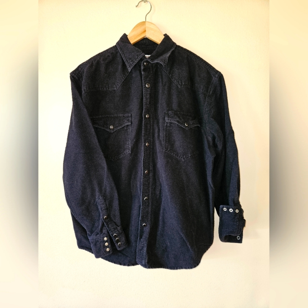 OLD TOLEDO vntage Black Button Up Cotton WorkWear Shirt